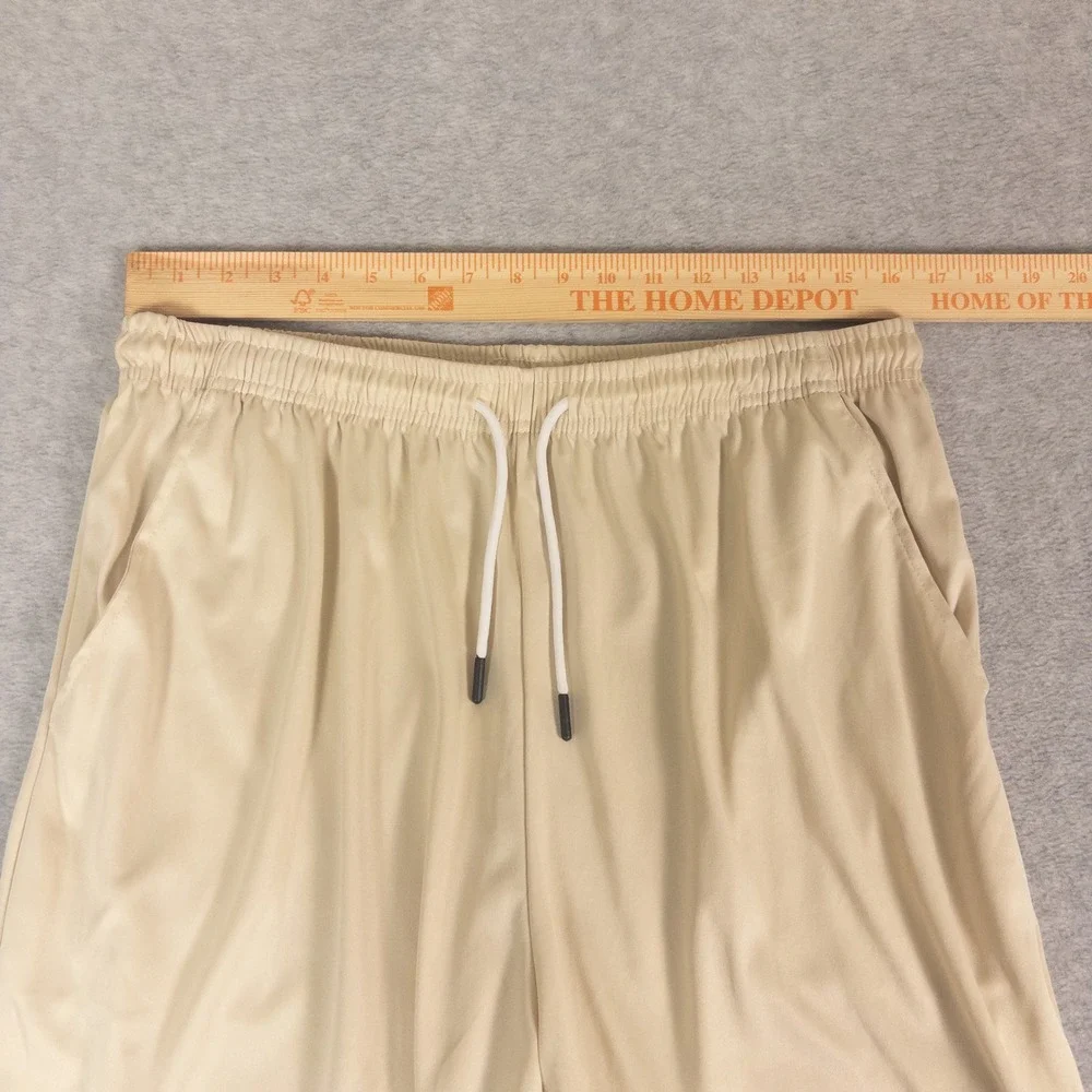 Unbranded Mens Athletic Basketball Shorts Tan Beige XXL Elastic Waist Gym Lounge